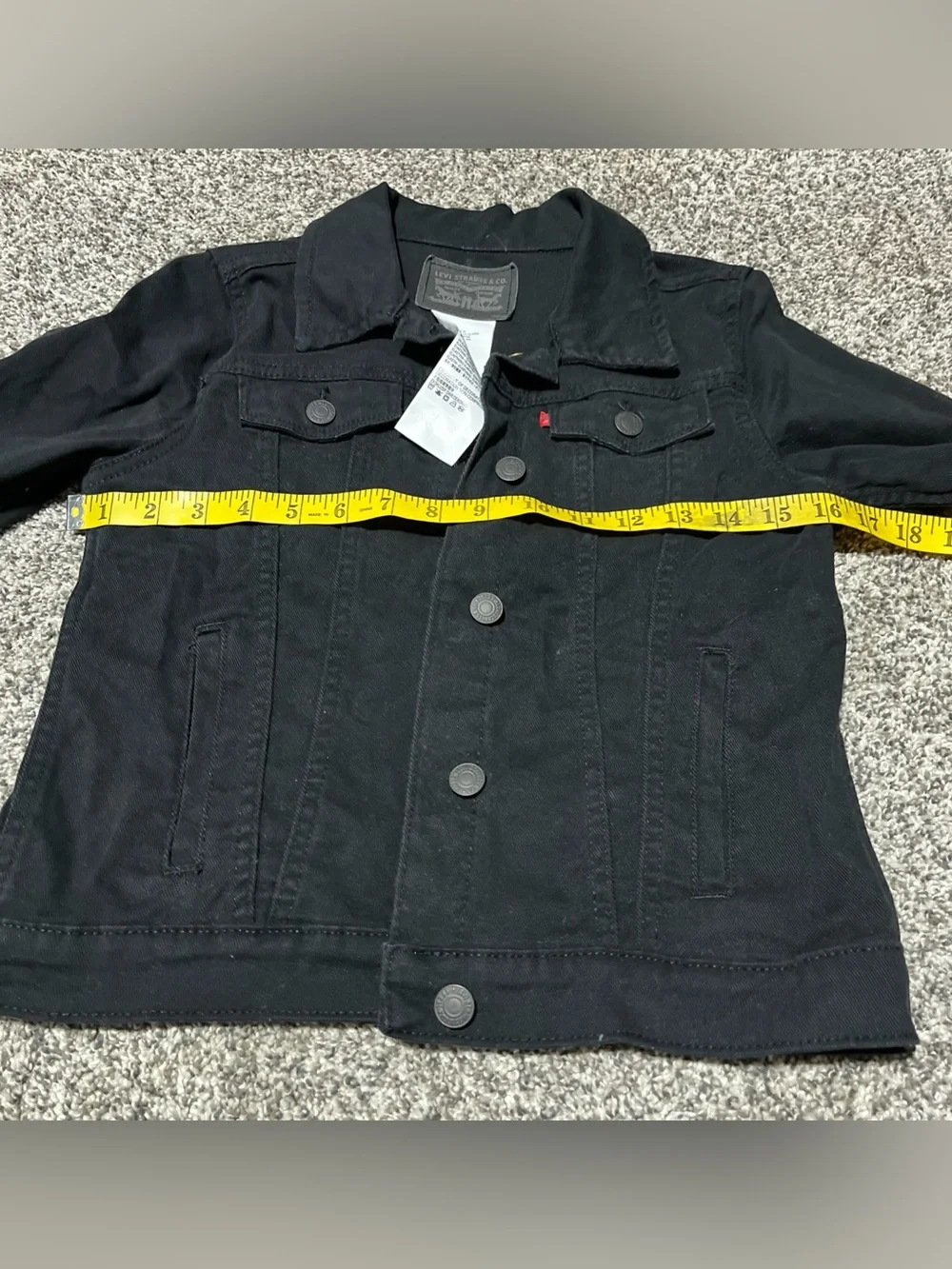 Levi’s Kids Black Trucker Jacket Large Stretch Denim 12-13 Years